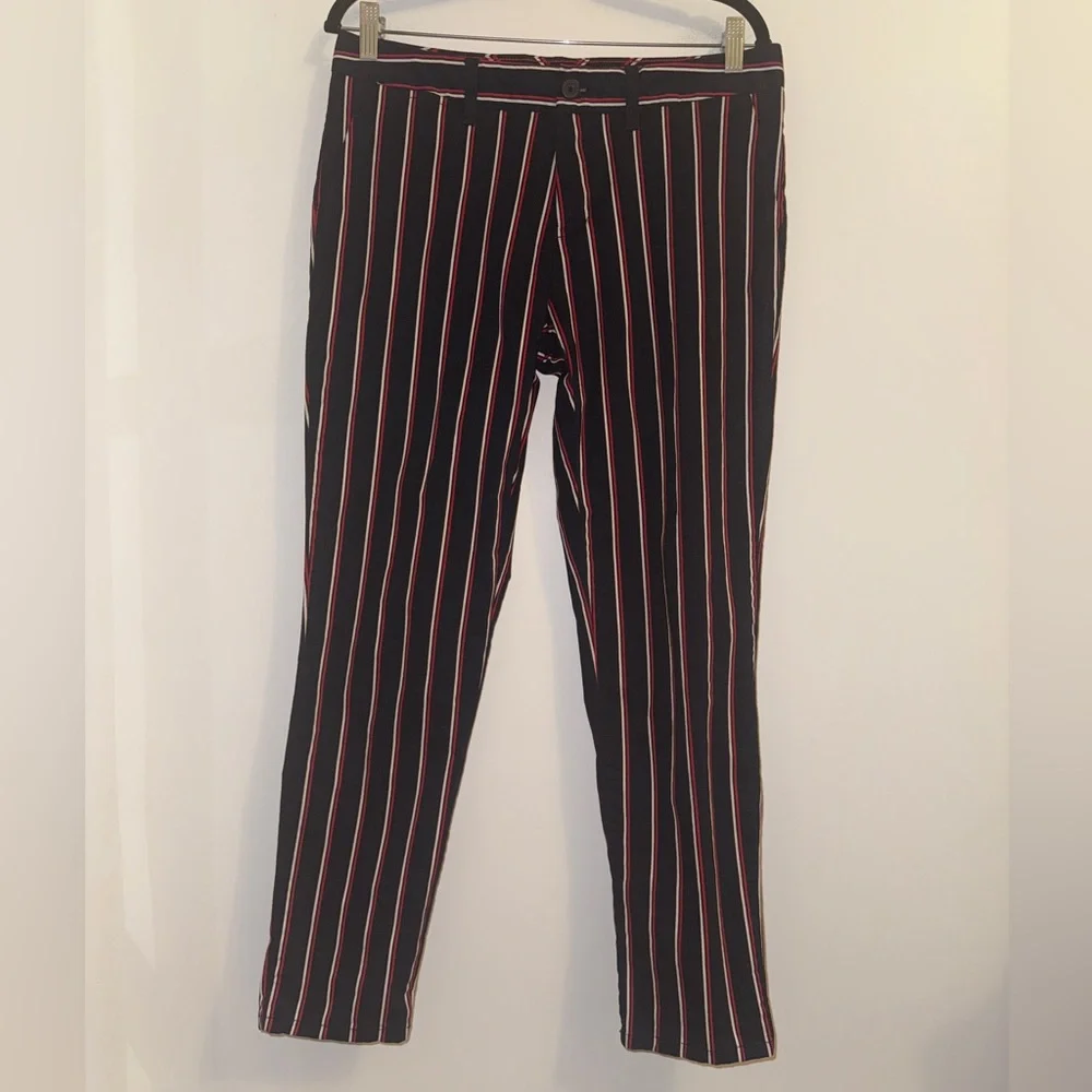 Tommy Hilfiger Striped Pants Women’s Size 10 Navy Red Cotton Stretch Trousers